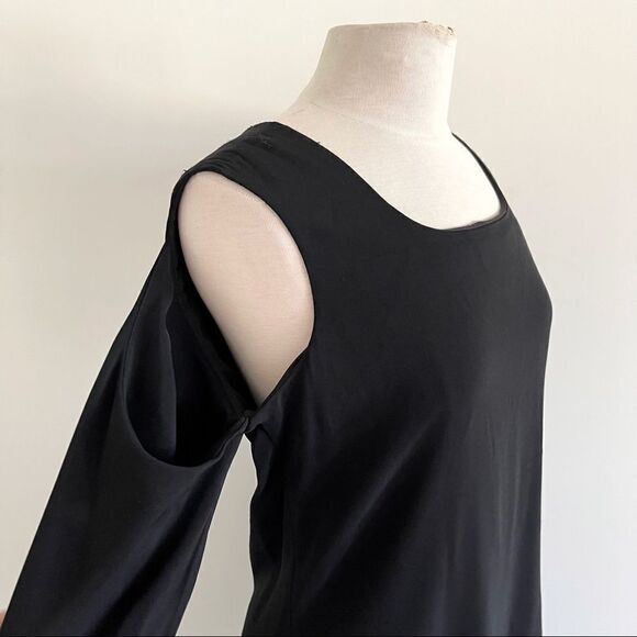 Helmut Lang Black Cold Shoulder Dress Cut Out 10 - Picture 4 of 9